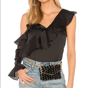 Lovers + Friends ruffle black top
